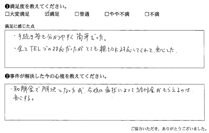 全てTELでの対応だったがとても親切に対応してくれて、安心した