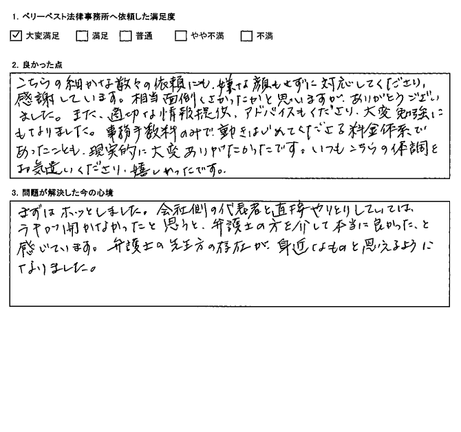 適切な情報提供、アドバイスもくださり、大変勉強にもなりました